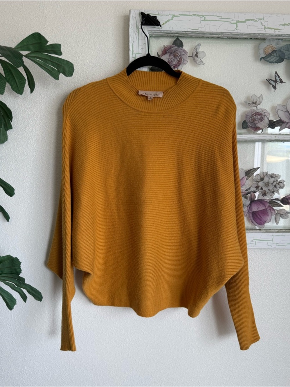 Philosophy Ribbed Mustard Crewneck Sweater size M